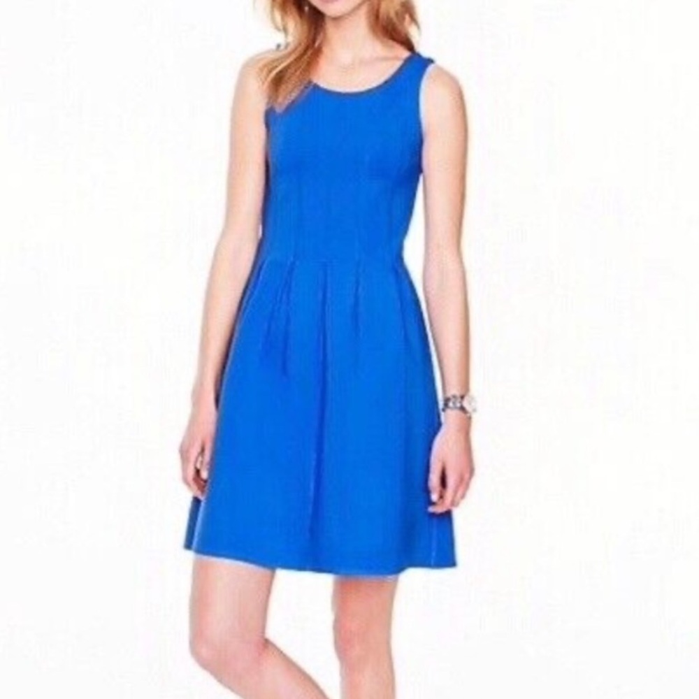 J. Crew Factory Women’s Blue Pointe Pleated Sleeveless Fit & Flare Dress Size 4